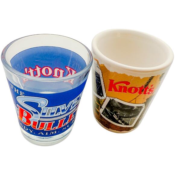 Knott's Berry Farm Amusement Park Silver Bullet Set of 2 Souvenir Shot Glasses - Picture 2 of 6